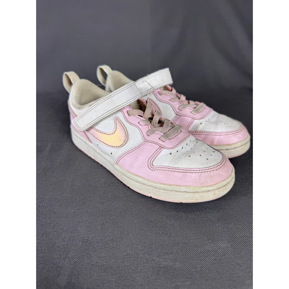 Nike Court Borough Low 2 White Pink Iridescent Kids Size 12.5C Toddler Sneakers